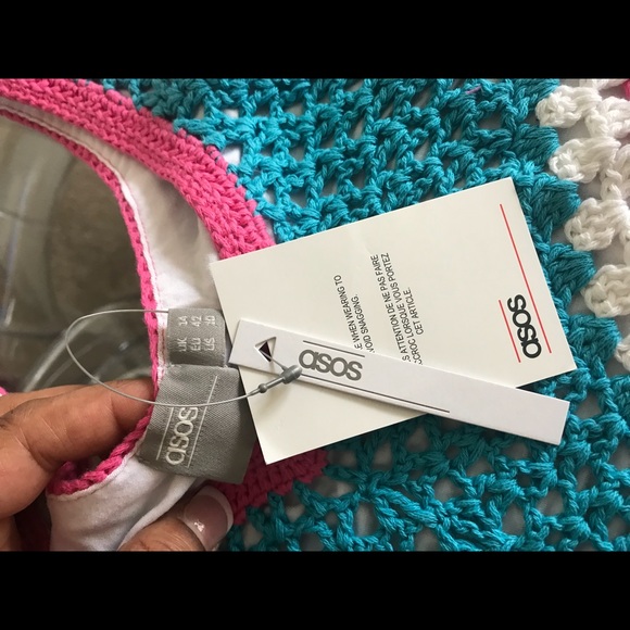 NWT CROCHET MULTICOLOR SWEATER BEACH DRESS 10 - Picture 6 of 6